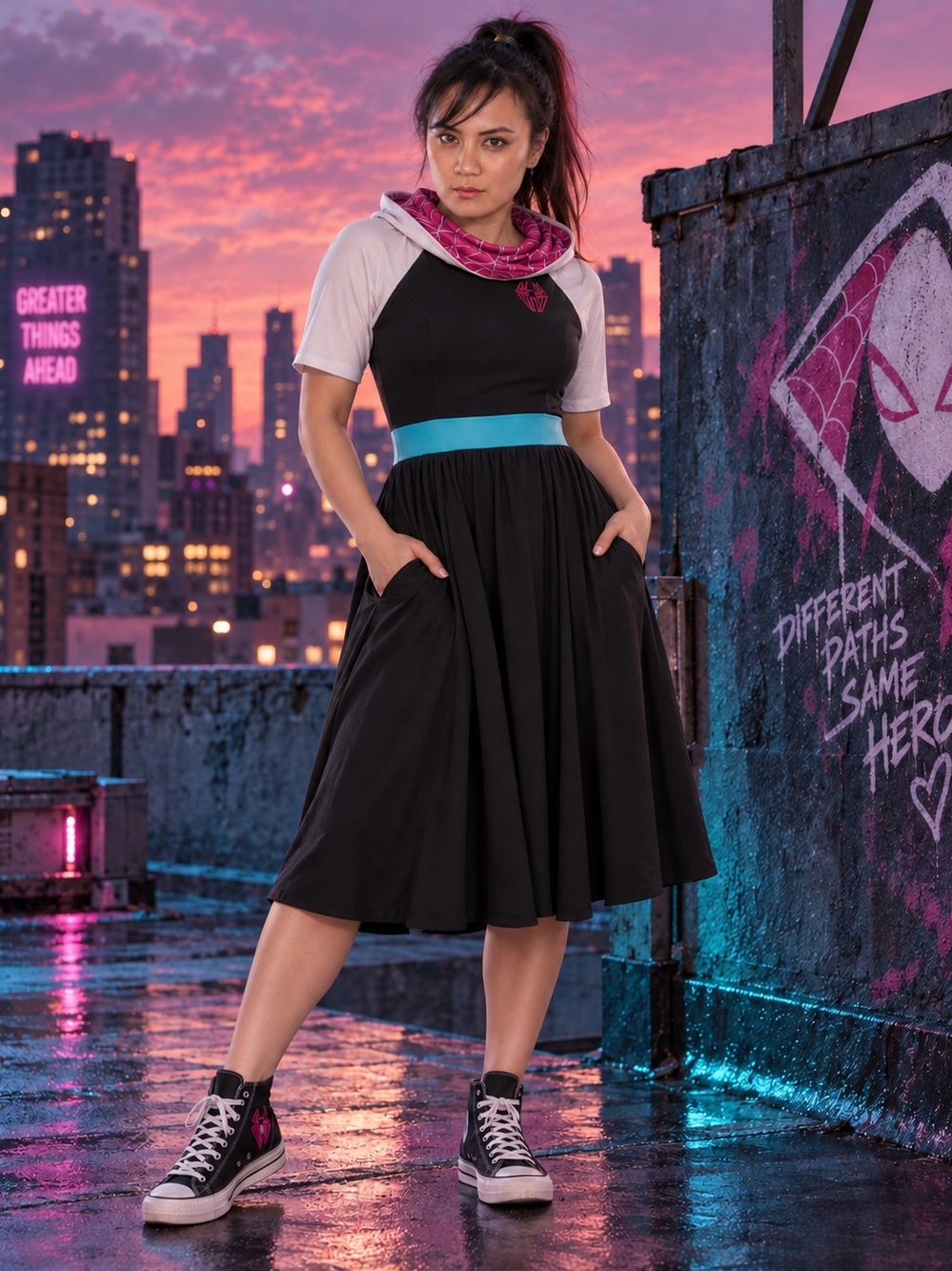Her Universe Marvel Spider-Gwen Cowl Hooded Dress